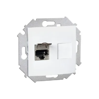 Gniazdo komputerowe RJ45 pojedyncze ekranowane kat. 6 z przesłoną przeciwkurzową (moduł) białe