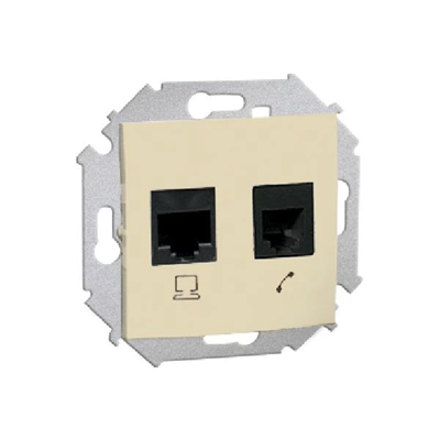 Gniazdo komputerowo-telefoniczne RJ45 kat. 6 + RJ12 (moduł) beż