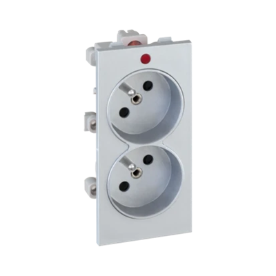 Gniazdo podwójne CIMA z uziemieniem 2x230V 16A aluminium