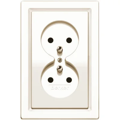 Gniazdo podwójne z uziemieniem komplet kremowy połysk
