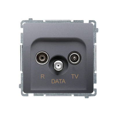 Gniazdo R-TV-DATA (moduł) inox metalik