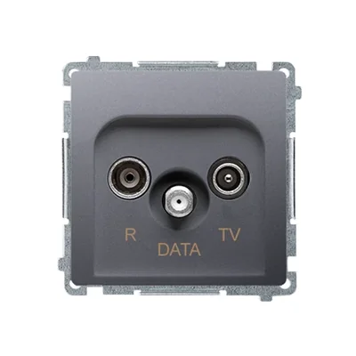 Gniazdo R-TV-DATA (moduł) inox metalik