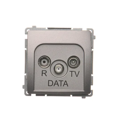 Gniazdo R-TV-DATA (moduł) inox metalik