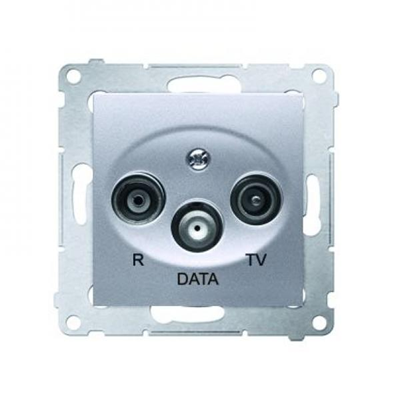 Gniazdo R-TV-DATA (moduł) srebrny (metalik)