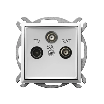 Gniazdo RTV-SAT z dwoma wyjściami SAT biały