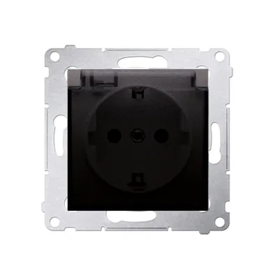 Gniazdo Schuko do wersji IP44 z przeslonami z uszczelką ramki (moduł) 230V, antracyt metalik