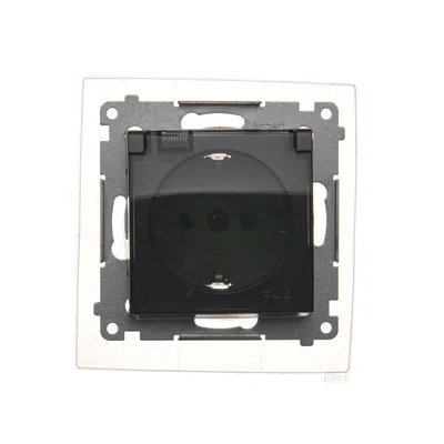 Gniazdo Schuko do wersji IP44 z przeslonami z uszczelką ramki (moduł) 230V, antracyt metalik