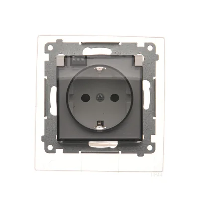 Gniazdo Schuko do wersji IP44 z przeslonami z uszczelką ramki (moduł) 230V, białe