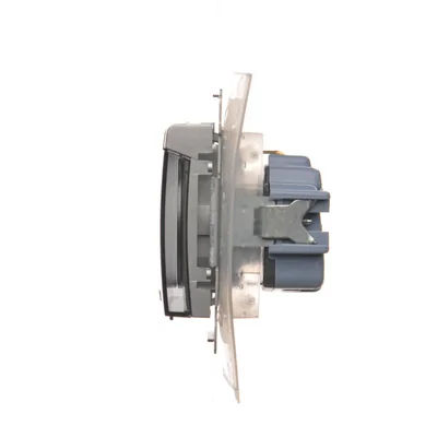 Gniazdo Schuko do wersji IP44 z przeslonami z uszczelką ramki (moduł) 230V, srebrny metalik