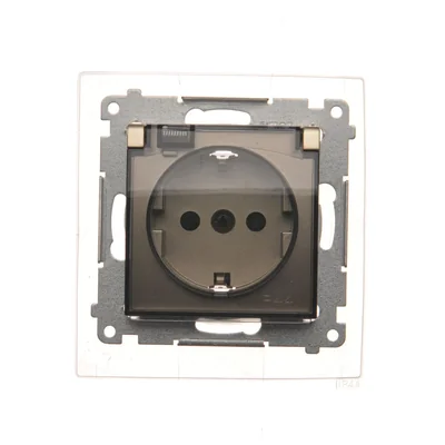 Gniazdo Schuko do wersji IP44 z przeslonami z uszczelką ramki (moduł) 230V, złoty metalik