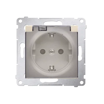 Gniazdo Schuko do wersji IP44 z przeslonami z uszczelką ramki (moduł) 230V, złoty metalik