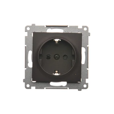 Gniazdo Schuko (moduł) 230V, szybkozłącza brąz mat metalik