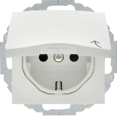 Gniazdo SCHUKO z pokrywą biały