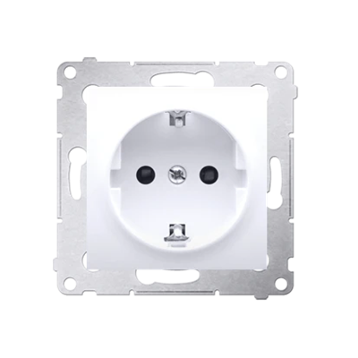 Gniazdo Schuko z przesłonami (moduł) 16A, 250V, szybkozłącza, białe