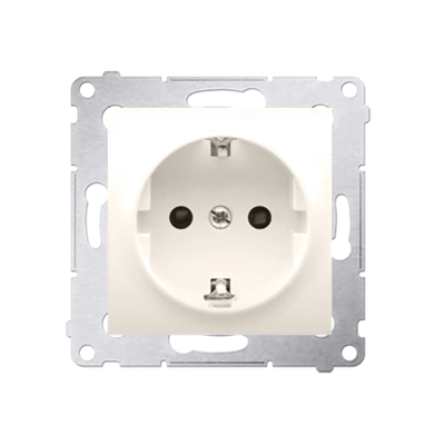 Gniazdo Schuko z przesłonami (moduł) 16A, 250V, szybkozłącza, krem