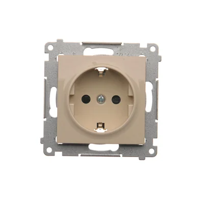 Gniazdo Schuko z przesłonami (moduł) 16A, 250V, szybkozłącza, krem