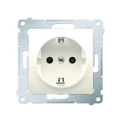Gniazdo Schuko z przesłonami (moduł) 16A, 250V, szybkozłącza, krem
