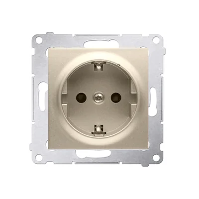 Gniazdo Schuko z przesłonami (moduł) 16A, 250V, szybkozłącza, złoty (metalik)