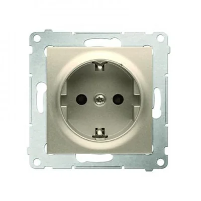 Gniazdo Schuko z przesłonami (moduł) 16A, 250V, szybkozłącza, złoty (metalik)