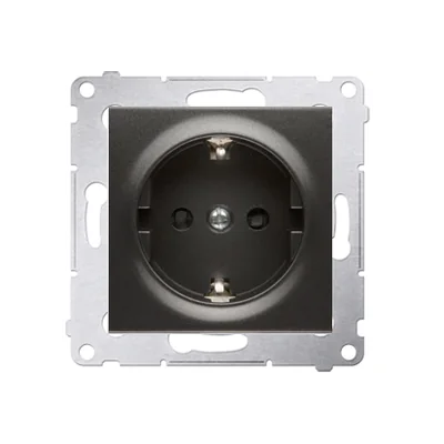 Gniazdo Schuko z przesłonami (moduł) 16A, 250V, zaciski śrubowe, antracyt (metalik)