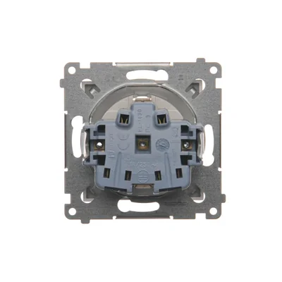 Gniazdo Schuko z przesłonami (moduł) 16A, 250V, zaciski śrubowe, srebrny (metalik)