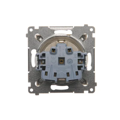 Gniazdo Schuko z przesłonami (moduł) 16A, 250V, zaciski śrubowe, złoty (metalik)