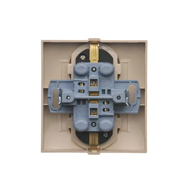 Gniazdo Schuko z przesłonami podwójne 16A, 250V, zaciski śrubowe, krem