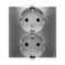 Gniazdo Schuko z przesłonami podwójne 16A, 250V, zaciski śrubowe, srebrny (metalik)