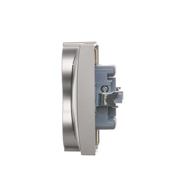 Gniazdo Schuko z przesłonami podwójne 16A, 250V, zaciski śrubowe, srebrny (metalik)