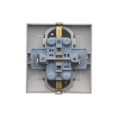 Gniazdo Schuko z przesłonami podwójne 16A, 250V, zaciski śrubowe, złoty (metalik)