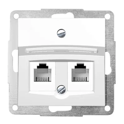 Gniazdo telefoniczne podwójne 2 x RJ12 keystone jack biały