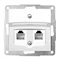 Gniazdo telefoniczne podwójne 2 x RJ12 keystone jack biały