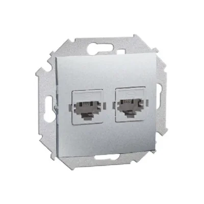 Gniazdo telefoniczne podwójne RJ11 (moduł) aluminium (metalik)