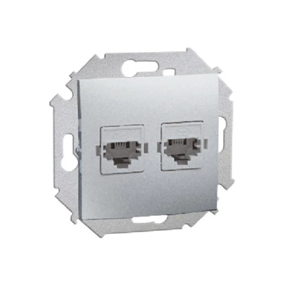 Gniazdo telefoniczne podwójne RJ12 (moduł) aluminium (metalik)