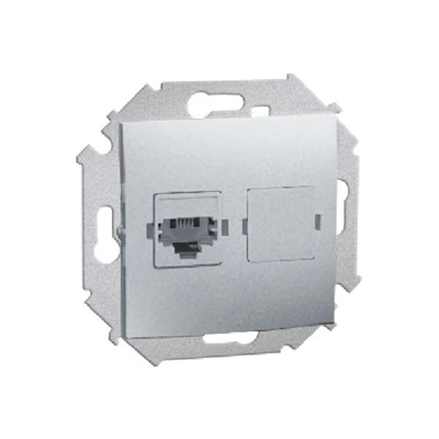 Gniazdo telefoniczne pojedyncze RJ11 (moduł) aluminium (metalik)
