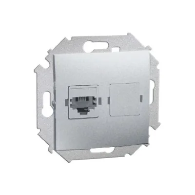 Gniazdo telefoniczne pojedyncze RJ11 (moduł) aluminium (metalik)