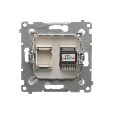 Gniazdo telefoniczne pojedyncze RJ12 (moduł) złoty (metalik)