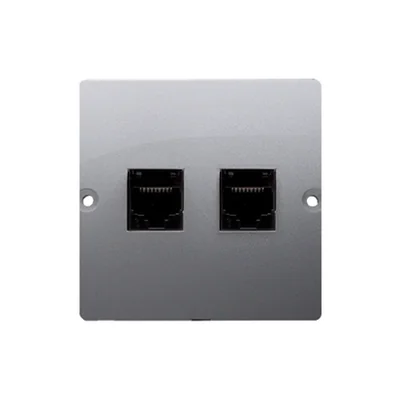 Gniazdo telefoniczne RJ11 podwójne (moduł) inox (metalik)
