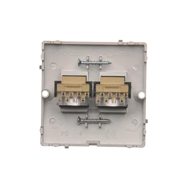 Gniazdo telefoniczne RJ11 podwójne (moduł) inox (metalik)