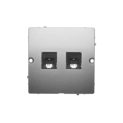 Gniazdo telefoniczne RJ11 podwójne (moduł) satyna metalik