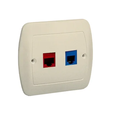 Gniazdo telefoniczne RJ12 + komputerowe RJ45 kategoria 5 dla RJ45 beż