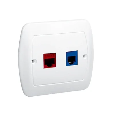Gniazdo telefoniczne RJ12 + komputerowe RJ45 kategoria 5 dla RJ45 białe
