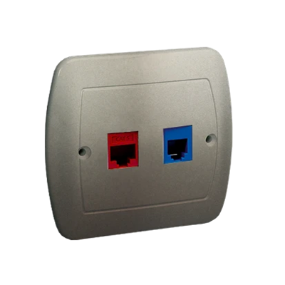 Gniazdo telefoniczne RJ12 + komputerowe RJ45 kategoria 5 dla RJ45 satyna (metalik)