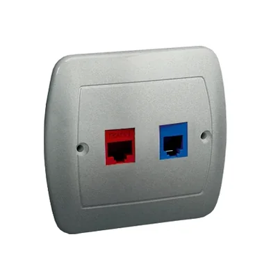 Gniazdo telefoniczne RJ12 + komputerowe RJ45 kategoria 5 dla RJ45 srebrny (metalik)