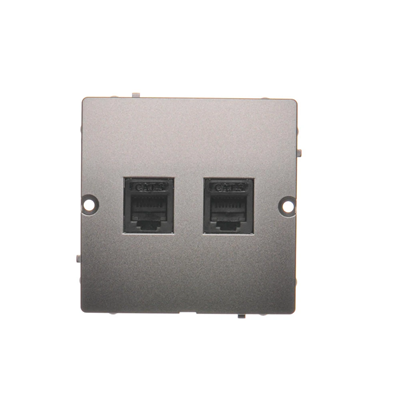 Gniazdo telefoniczne RJ12 podwójne (moduł) inox metalik
