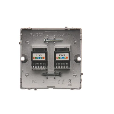 Gniazdo telefoniczne RJ12 podwójne (moduł) inox metalik