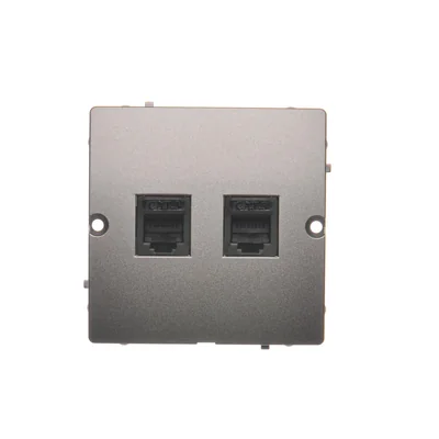 Gniazdo telefoniczne RJ12 podwójne (moduł) inox metalik