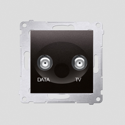 Gniazdo TV-DATA dwa porty wyjściowe typu "F" (moduł) antracyt metalik