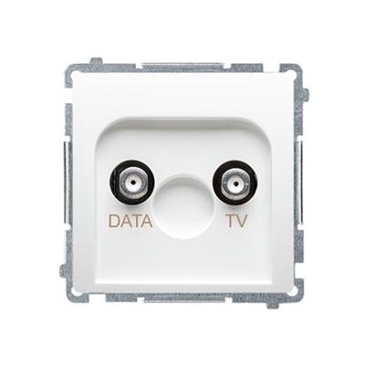 Gniazdo TV-DATA dwa porty wyjściowe typu "F" (moduł) białe