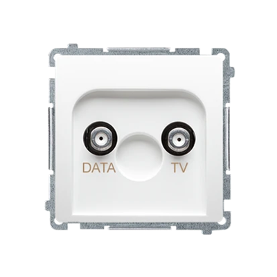 Gniazdo TV-DATA dwa porty wyjściowe typu "F" (moduł) białe